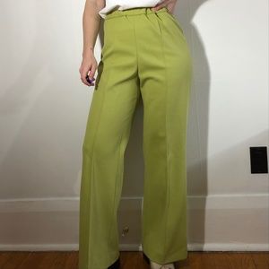 Vintage lime green flared trousers